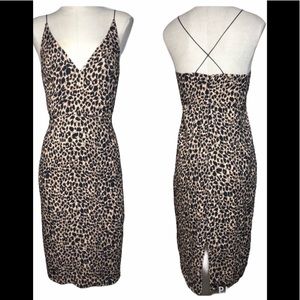 TOPSHOP Leopard Print Spaghetti Strap Midi Dress 8
